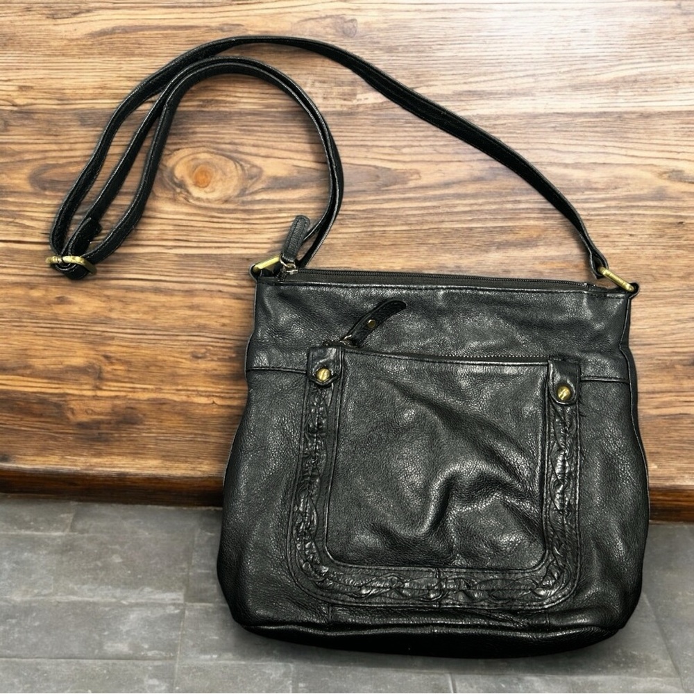Black Real Leather Shoulder Bag